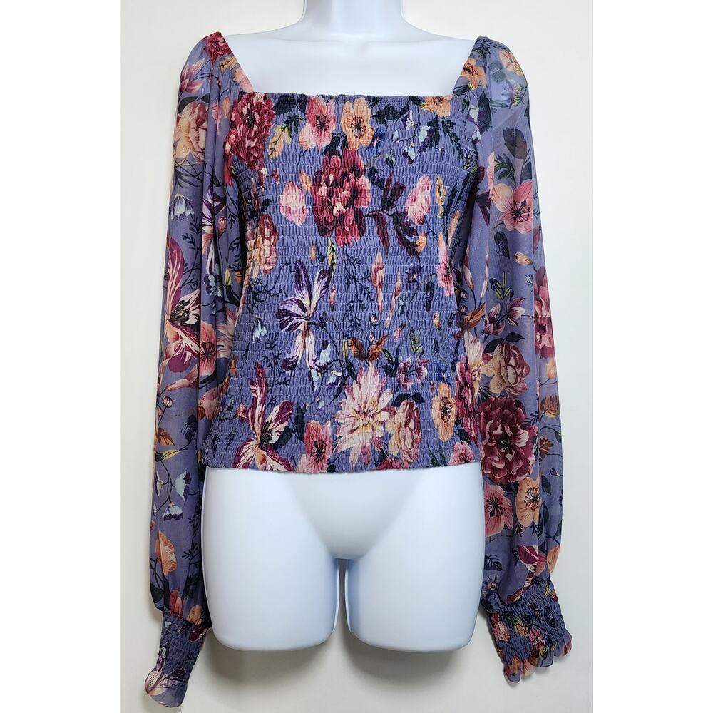ANTHROPOLOGIE Floral Smocked Boho Cottagecore Romantic Blouse S